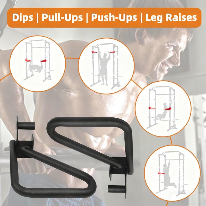 Fitvids Dual Grip Dip Bars Attachment for 2x2 Power Rack & Squat Rack, Heavy Duty Pair for Pull Ups, Push Ups, Triceps & Chest Workouts, 330LBS Capacity - Image 3